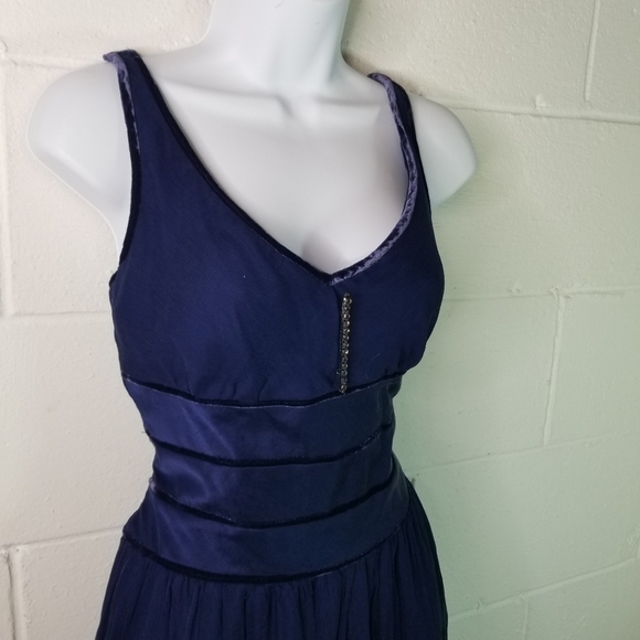 Vtg y2k does 20s blue silk retro dress - Picture 10 of 11